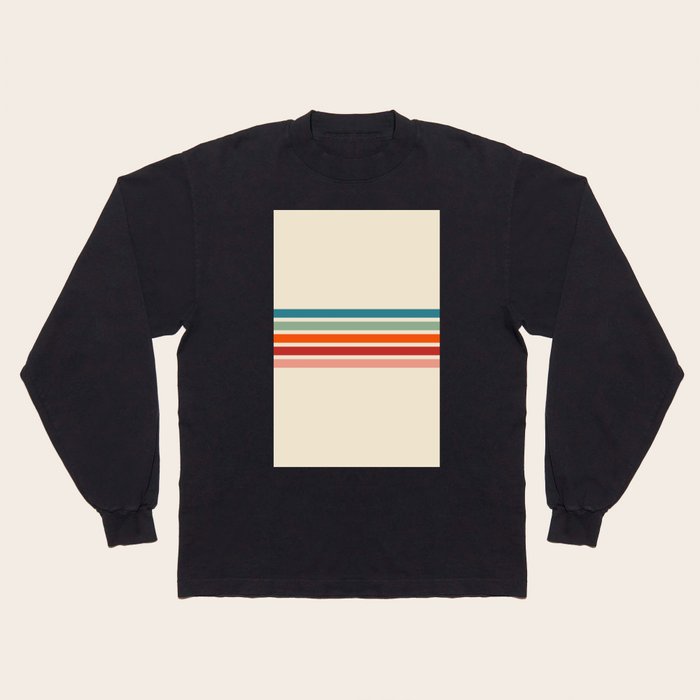 Minimal Abstract Retro Stripes 70s Style Balangan Long Sleeve T