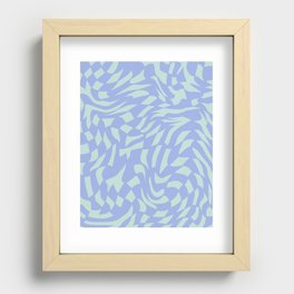 Blue swirl groovy checker Recessed Framed Print