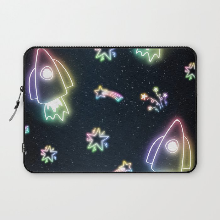 Neon Star and Spacecraft Doodle 2 Laptop Sleeve