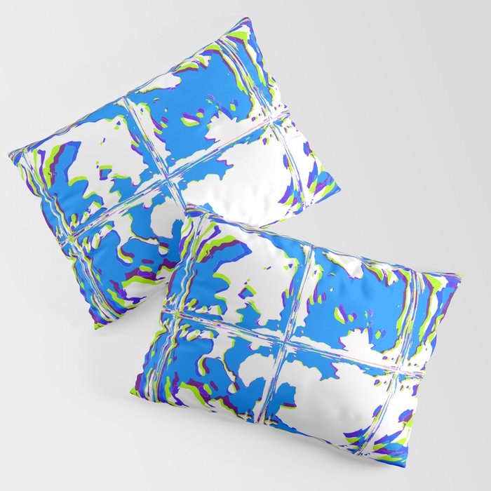 Blue Rave Glitch Tiles Pillow Sham