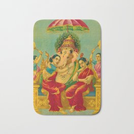  Consorts of Ganesha by Raja Ravi Varma Bath Mat
