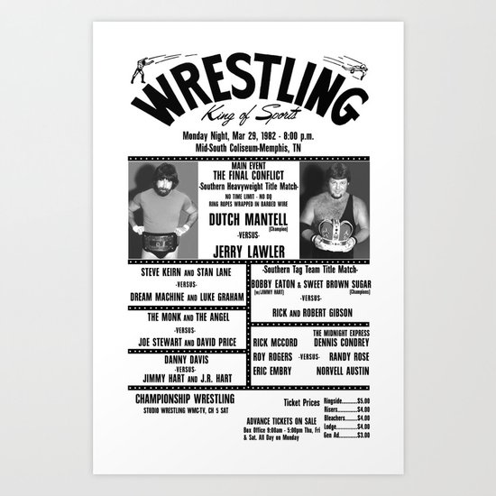 #16 Memphis Wrestling Window Card Art Print