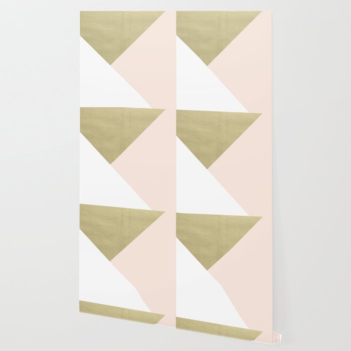 Gold Meets Blush White Geometric 1 Minimal Decor Art
