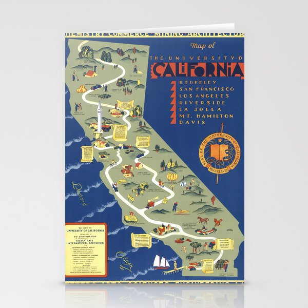 CALIFORNIA University map MAP Berkeley Stationery Cards