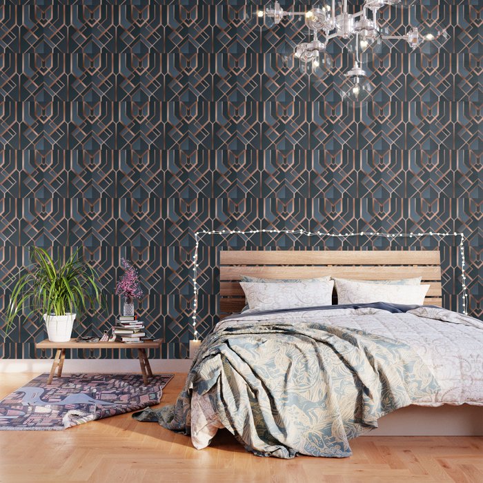 Dark Blue Art Deco Wallpaper By Oniks Astarit Society6 Want to discover art related to wallpaper? dark blue art deco wallpaper