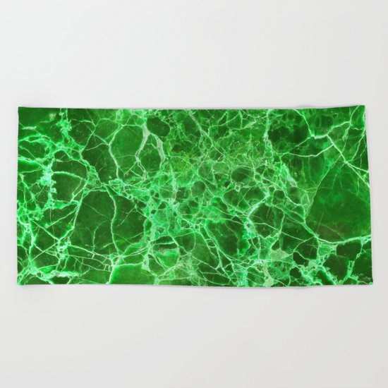 Emerald green marble Beach Towel
