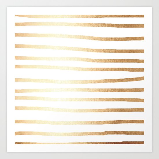 Simply Drawn Stripes Golden Copper Sun Art Print