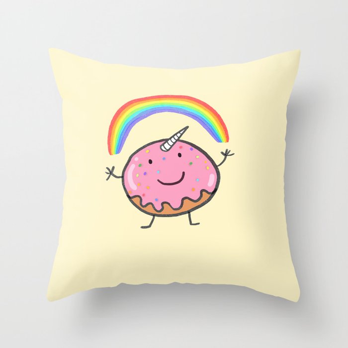 Unicorn donut Throw Pillow
