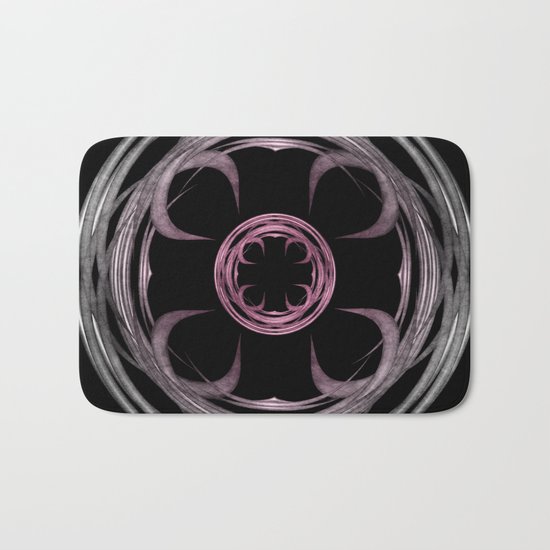 Mandala, silver, purple and pink Bath Mat
