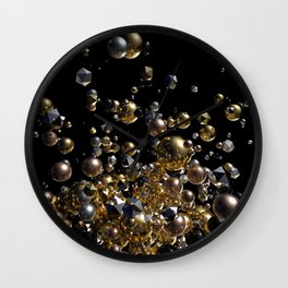 Elegant Abstract Geometry Explosion -Gold and Silver,Black- Wall Clock