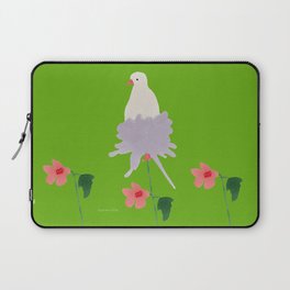 Pigeon on the Flower - White and Green Laptop Sleeve