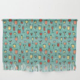 Cheers! | Cocktail Pattern | Tiki Teal Wall Hanging