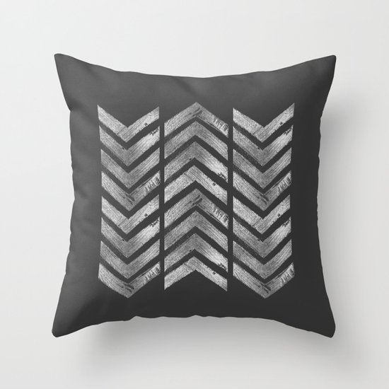 STAMPS SERIES N3 HERRINGBONE BLACK Throw Pillow
