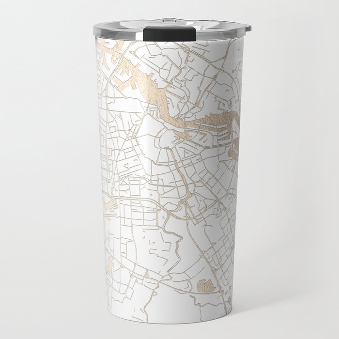 Amsterdam White on Gold Street Map II Travel Mug