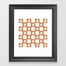 Floral Checkered Spring - Burnt Orange Framed Art Print