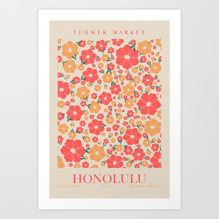 Honolulu Flower Market Art Print