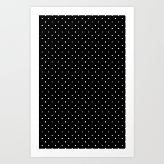 White polka dots on black Art Print