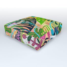 Tropical Bliss Outdoor Floor Cushion | Painting, Botanical, Jungle, Bohovibe, Plants, Junglevibe, Colour, Tropical, Boho, Leafy 