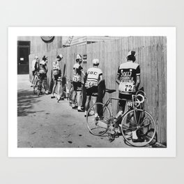 Cyclists Using The Restroom Bicycle Vintage Photo Art Print