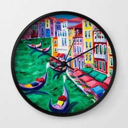 Oil painting of beautiful Venice, Italy on canvas. Modern Impressionism Wall Clock