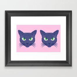 Retro Modern Periwinkle Cats Pink Framed Art Print