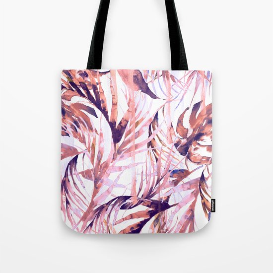 Coral Tropical Palms Tote Bag