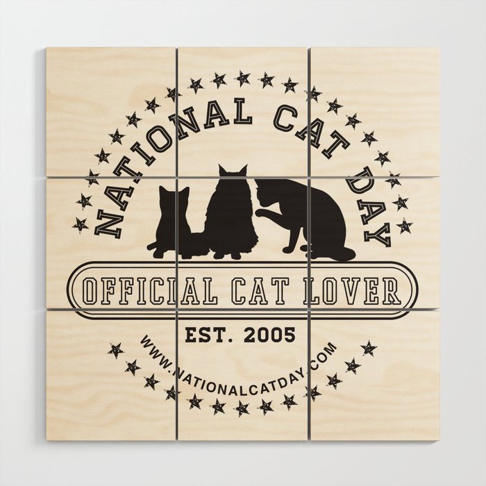 National Cat Day Wood Wall Art