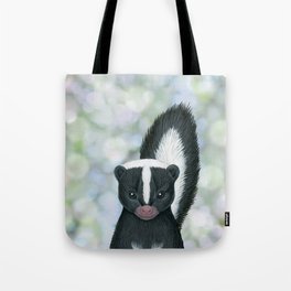 striped skunk woodland animal portrait Tote Bag