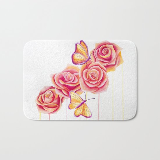 Butterflies and Roses Bath Mat