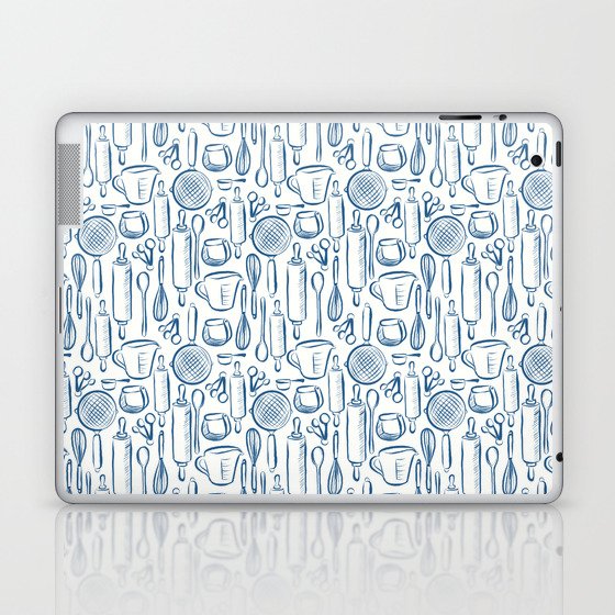 Pastry Tools in Blue and White Laptop & iPad Skin