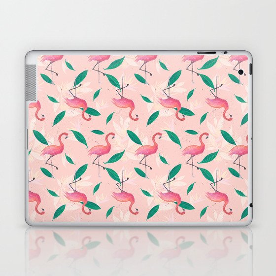 Pink flamingo tropical pattern Laptop & iPad Skin