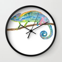 Watercolor chameleon Wall Clock