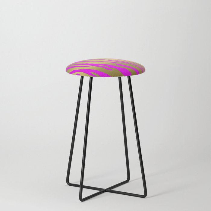 Gold Tiger Stripes Pink Counter Stool