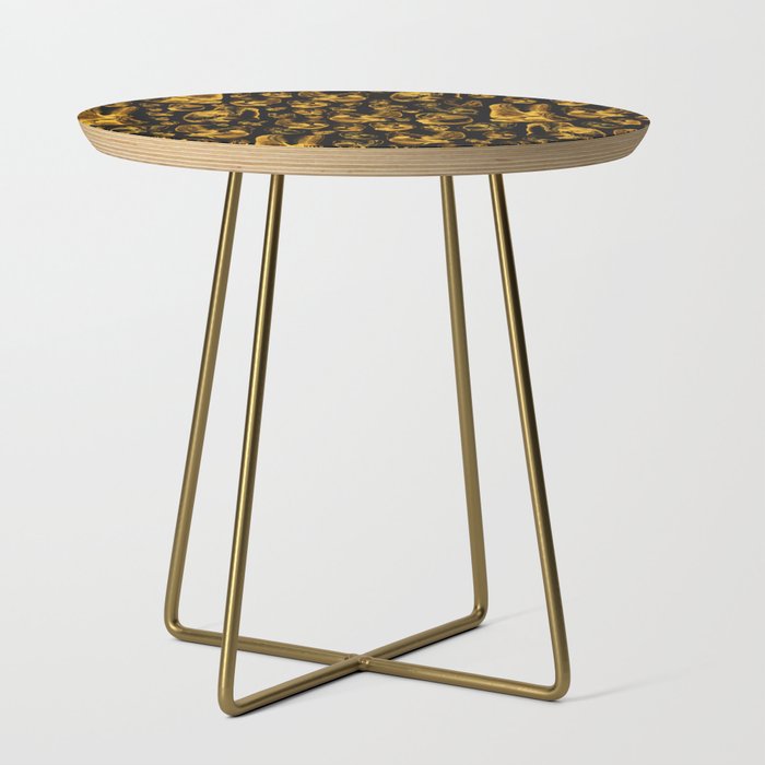 Carnivore Abstract Wild Animal Vintage Skull Pattern GOLD Side Table