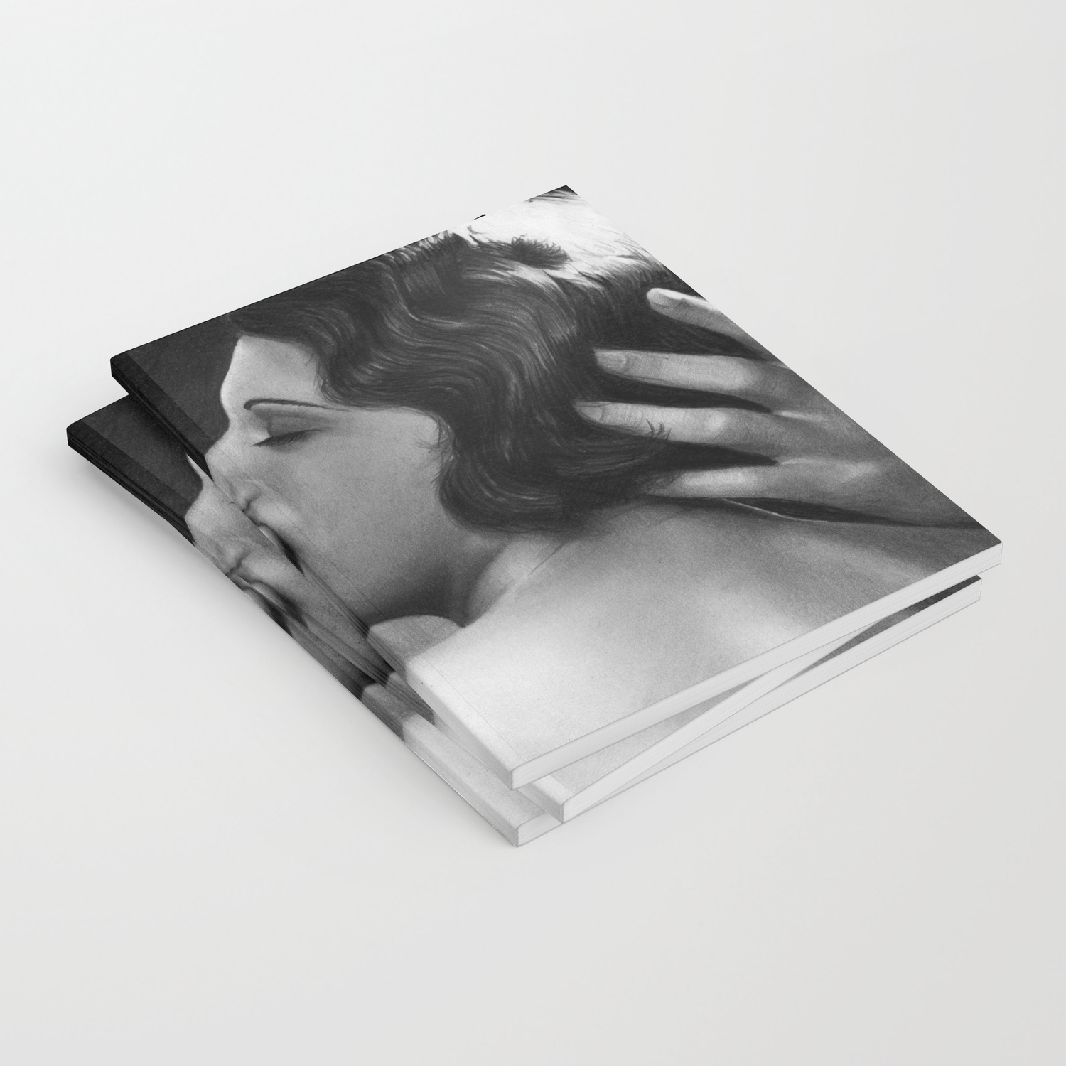Kissing Vintage Couple Photorealistic Pencil Drawing Notebook By