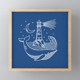 Lighthouse Whale Framed Mini Art Print