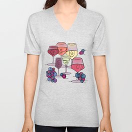 Wine and Grapes v2 V Neck T Shirt