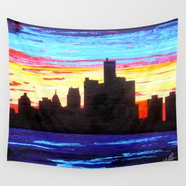 Detroit Skyline Wall Tapestry | Detroitskyline, Motorcity, Detroitmichigan, Acrylic, Thed, Detroit, Painting, Motown 