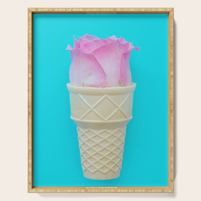 Pink Flower, Ice Cream Cone, Pink Rose In Ice Cream Cone, Turquoise