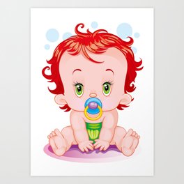 Cute Baby Girl Art Print | Greeneyes, Sit, Super, Babygirl, Sitting, Nappy, Cute, Dad, Wood, Baby 