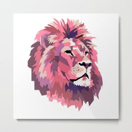 Abstract Lion pink Metal Print