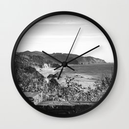 Pacific Coast Black and White Photography Wall Clock