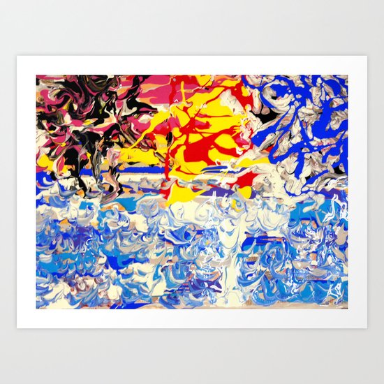 Abstract painting - Sunset over The Sea Art Print