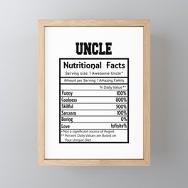 Uncle Nutritional Facts Funny Framed Mini Art Print