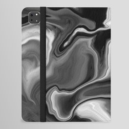 Black and White Liquid Swirl iPad Folio Case