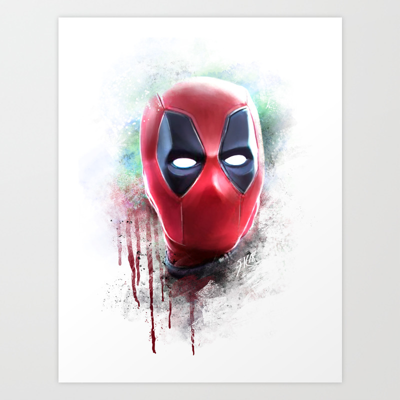 Dead Pool Abstract Watercolor Portrait Painting Original Fan Art Art Print By Steelartstudios Society6