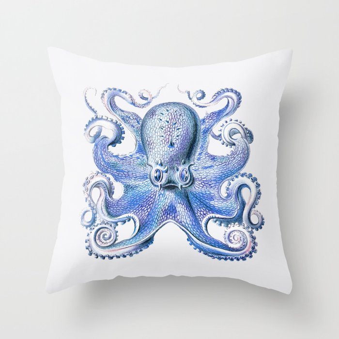 Vintage marine octopus - french navy Throw Pillow