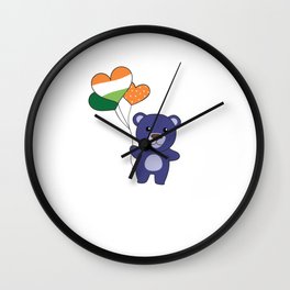 Bear With Ireland Balloons Cute Animals Happiness Wall Clock