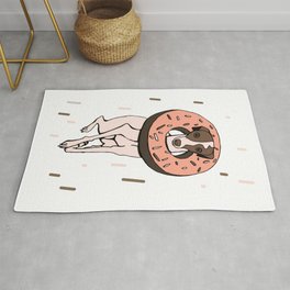 Peach Choco Iggy Dog wearing a Glazed Donut with Sprinkles - Doggy Doughnut - Kawaii Dessert Whippet Rug | Tattooart, Linedrawing, Funny, Dessert, Doglover, Doughnut, Greyhound, Donut, English, Puppy 