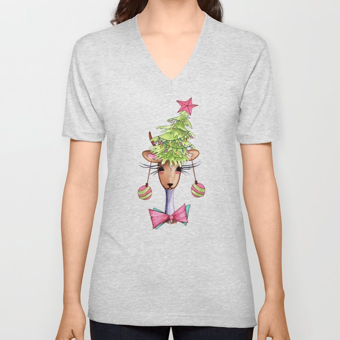 Fashion Christmas Deer 1 V Neck T Shirt